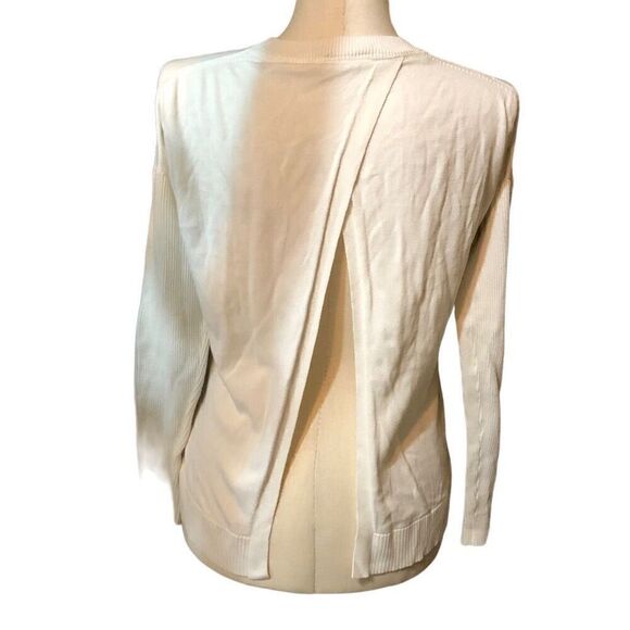 Athleta Sweater Womens XS Crewneck Highland Crossback Ivory Open Back - Picture 3 of 4